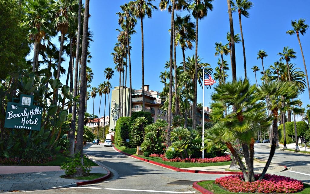 Das Beverly Hills Hotel am Sunset Boulevard